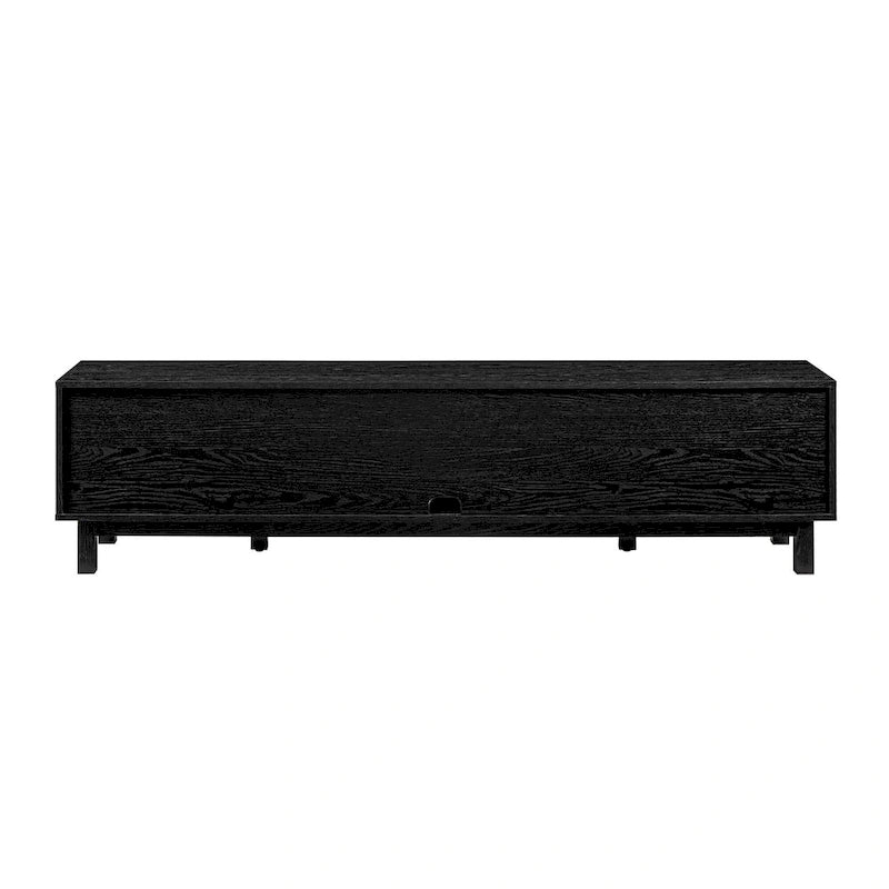 Scandi Faux Rattan Door TV Stand with Open Cubbies & Cabinets