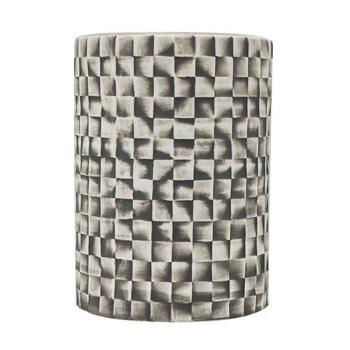 Table d'appoint-tabouret cylindrique en céramique avec texture géométrique 3D 18"