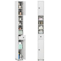 Engineered Wood Tall Slim Bathroom Linen Tower with Drawer & Adjustable Shelves 71"