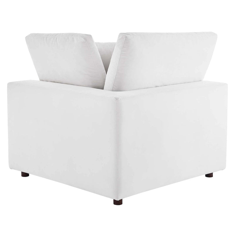 Performance Velvet & Down Feather Overstuffed 4-Seater Sofa with Black Metal Legs