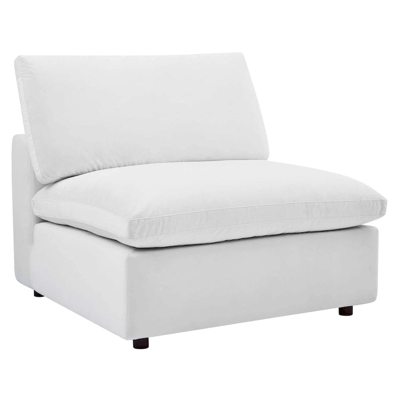 Performance Velvet & Down Feather Overstuffed 4-Seater Sofa with Black Metal Legs