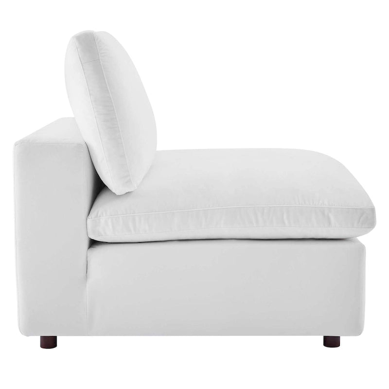 Performance Velvet & Down Feather Overstuffed 4-Seater Sofa with Black Metal Legs