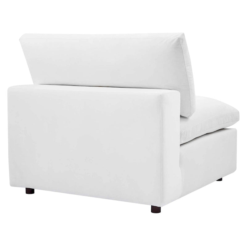 Performance Velvet & Down Feather Overstuffed 4-Seater Sofa with Black Metal Legs