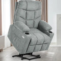 Fabric & Faux Leather Power Lift Recliner with Massage, Heating & USB
