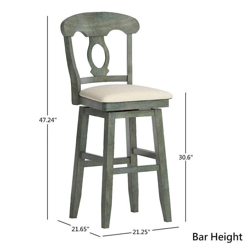 Wood & Fabric Swivel Counter/Bar Stool with Napoleon Back