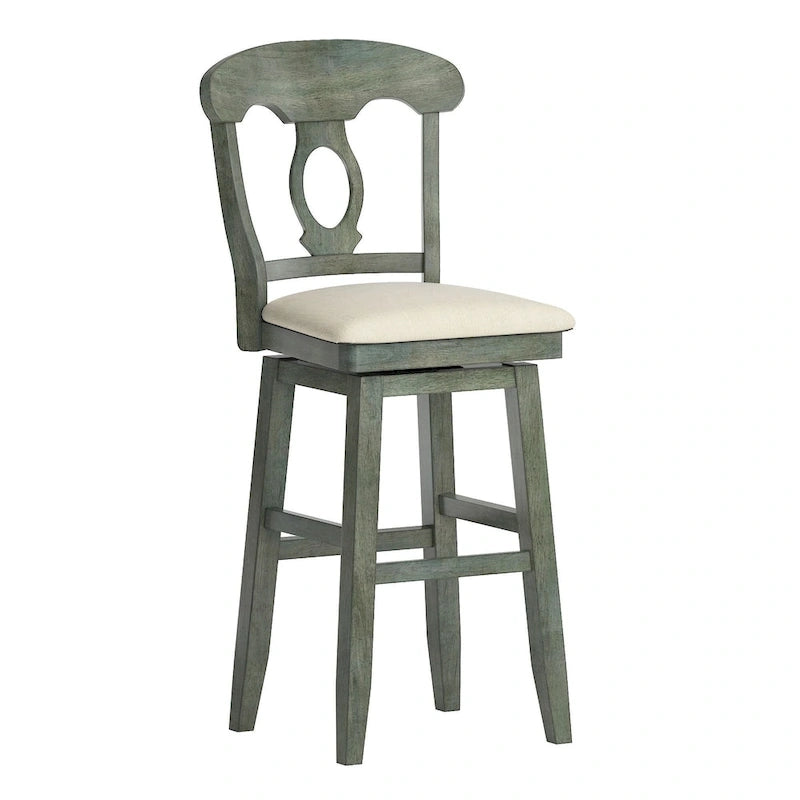 Wood & Fabric Swivel Counter/Bar Stool with Napoleon Back