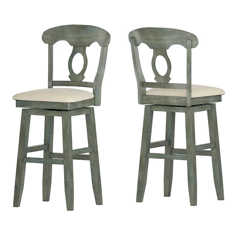 Wood & Fabric Swivel Counter/Bar Stool with Napoleon Back