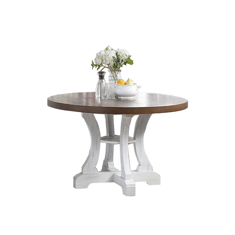 Solid Wood & Manufactured Wood Rustic Round Pedestal Dining Table 54"