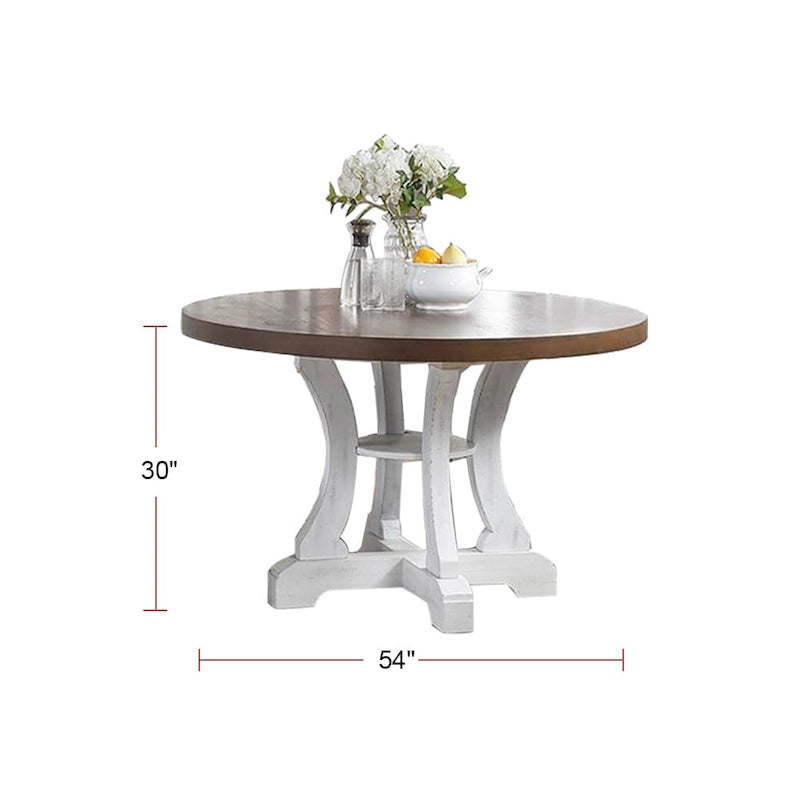 Solid Wood & Manufactured Wood Rustic Round Pedestal Dining Table 54"