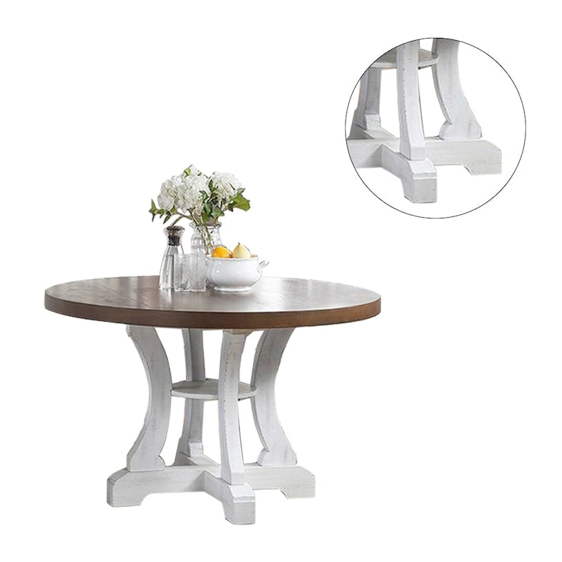 Solid Wood & Manufactured Wood Rustic Round Pedestal Dining Table 54"