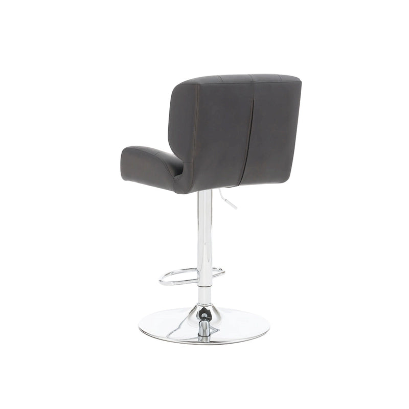 Tufted Faux Leather & Chrome Metal Adjustable Swivel Bar Stool with Footrest