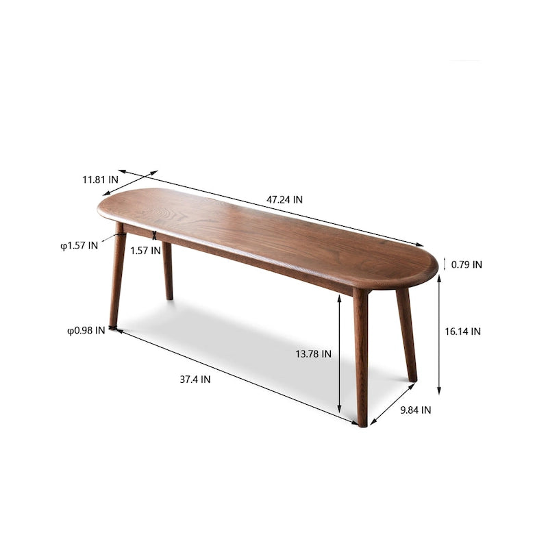 Solid Oak Wood Bench