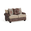 Faux Leather Traditional Loveseat with Nailhead Trim & Bun Feet 72.5"