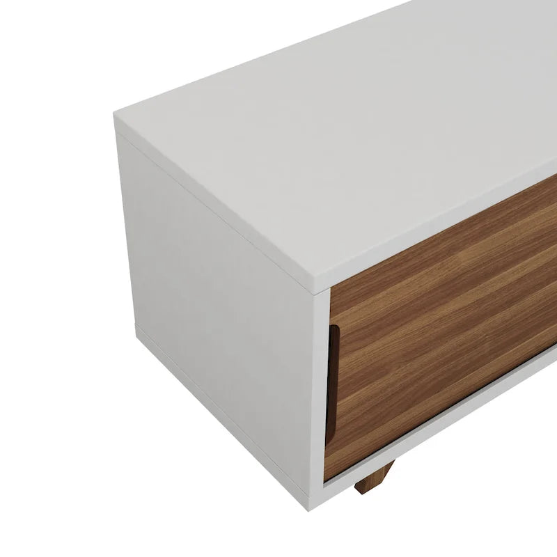 Veneer Mid-Century Modern TV Stand with 2 Cabinets & 6 Shelves 62"