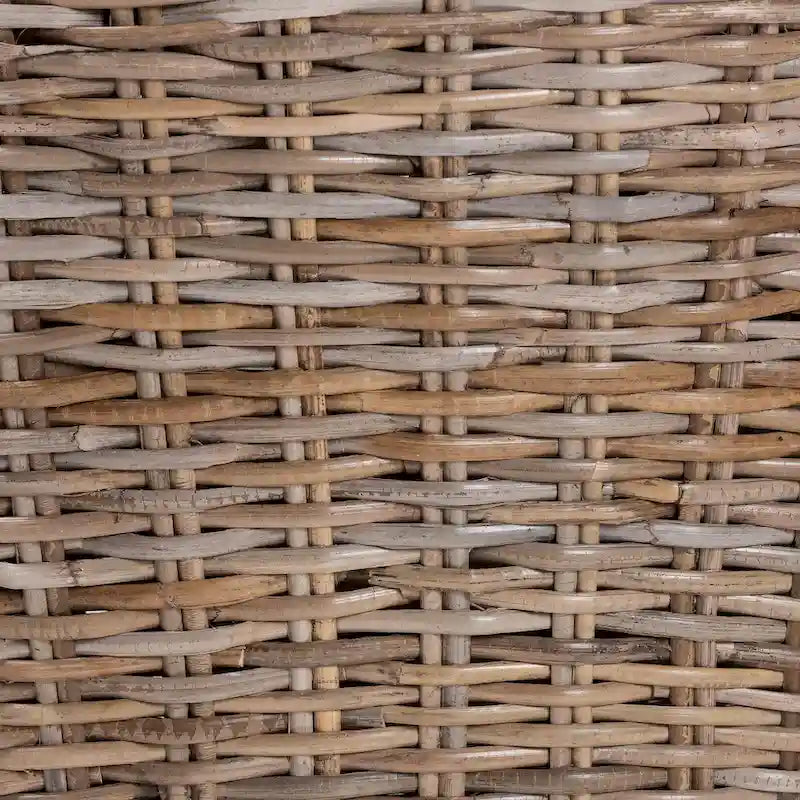 Rattan & Mahogany Wood Bohemian Dining Chair with Removable Cushion