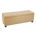 Fabric Upholstered Flip-Top Storage Ottoman Bench with Nailhead Trim 52"
