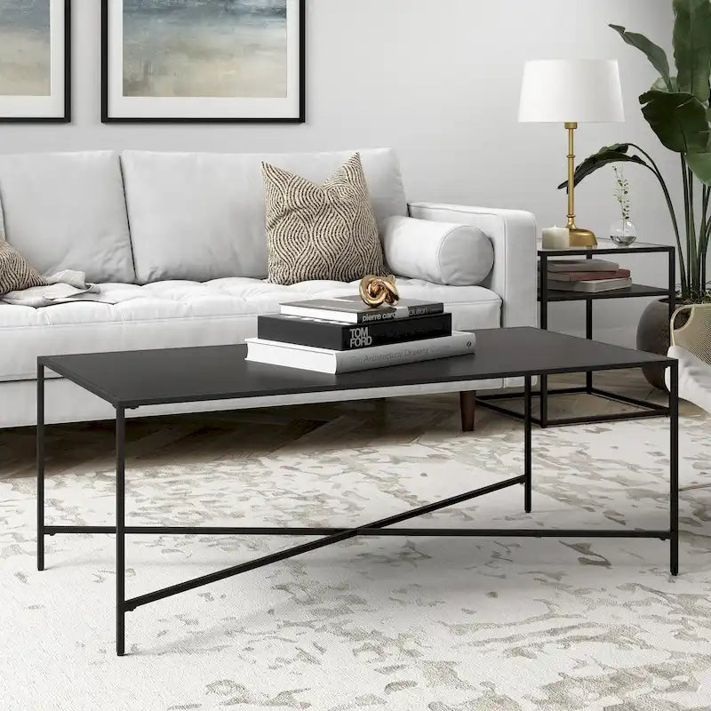 Tempered Glass & Steel Geometric Coffee Table