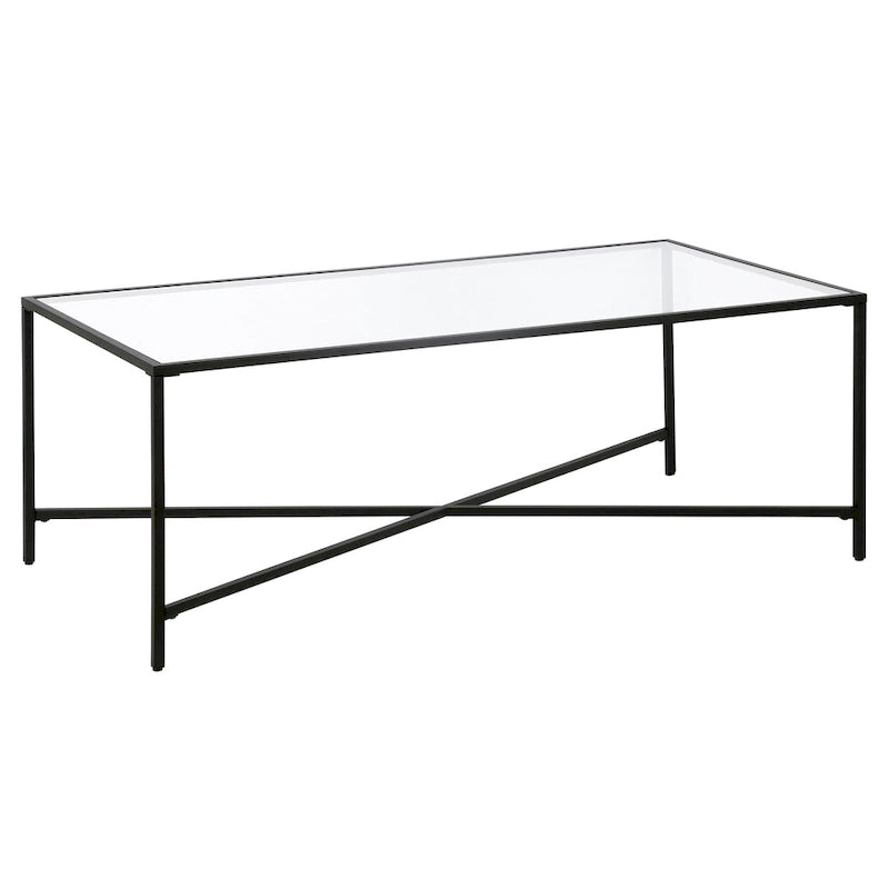 Tempered Glass & Steel Geometric Coffee Table