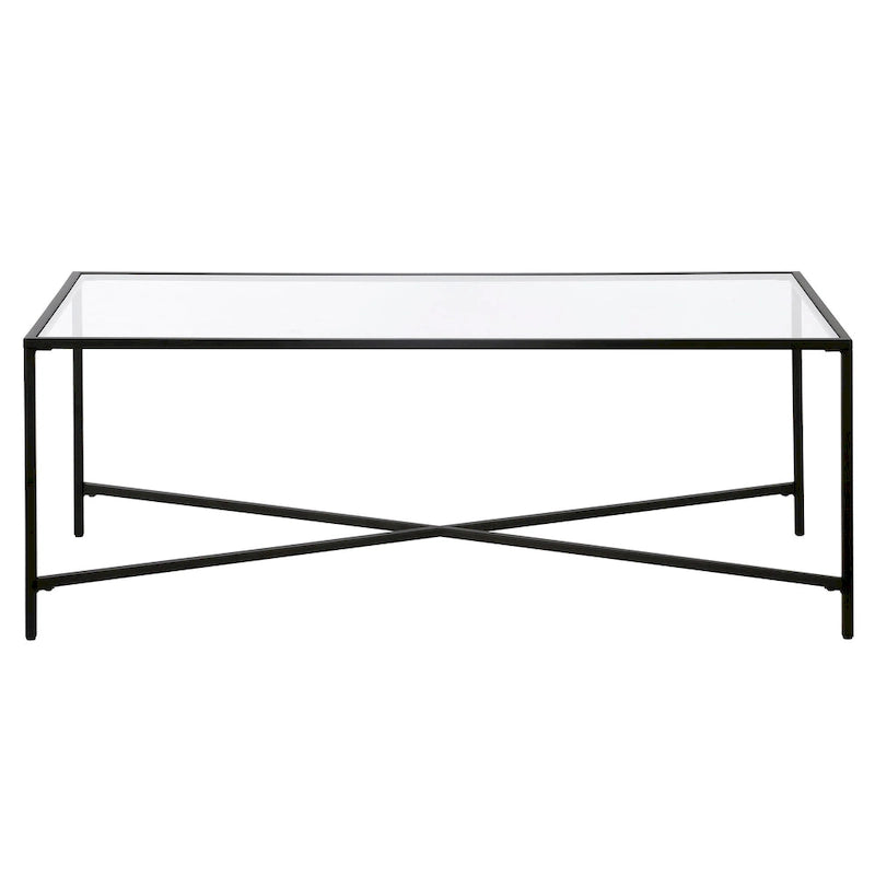 Tempered Glass & Steel Geometric Coffee Table