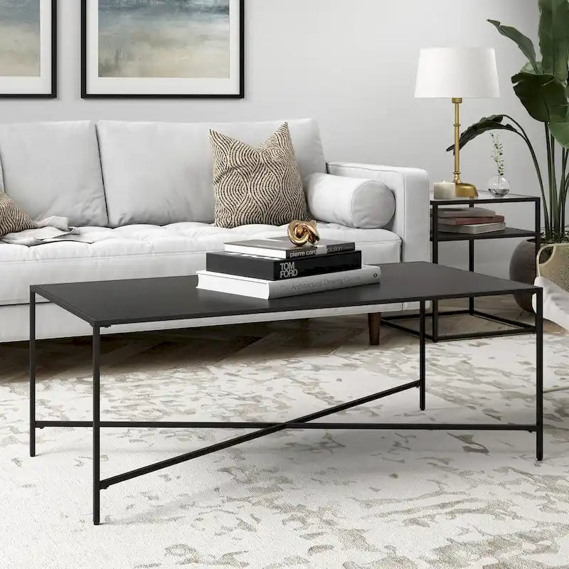 Tempered Glass & Steel Geometric Coffee Table