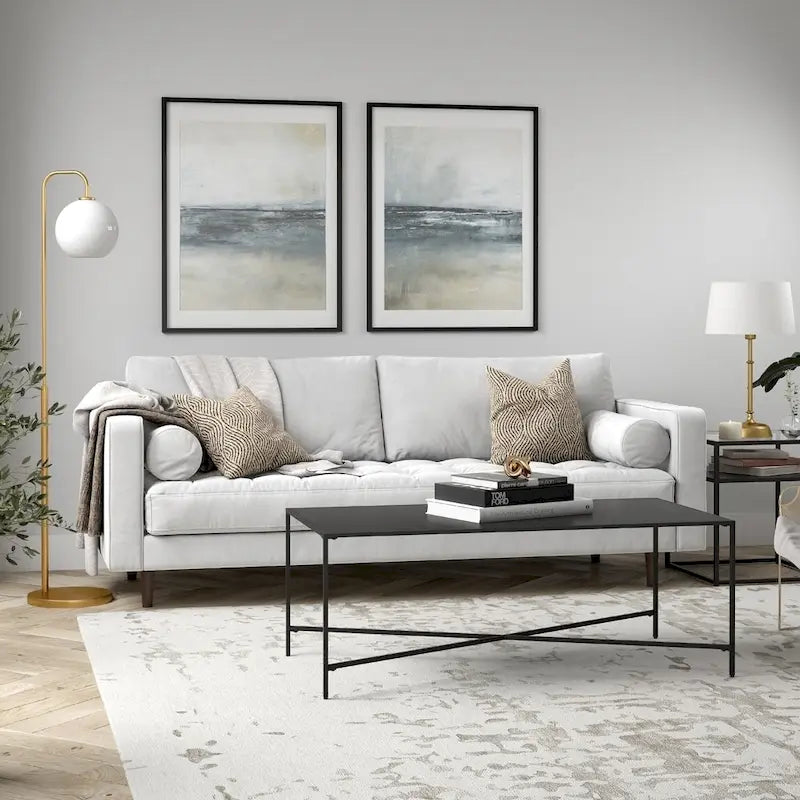 Tempered Glass & Steel Geometric Coffee Table