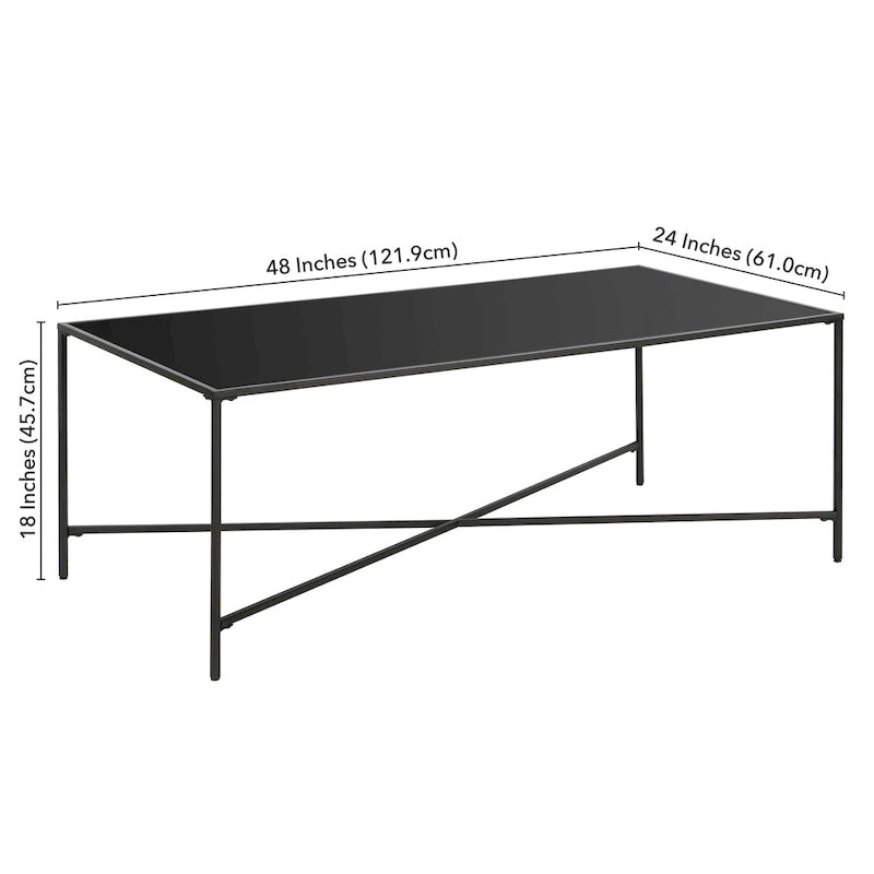 Tempered Glass & Steel Geometric Coffee Table