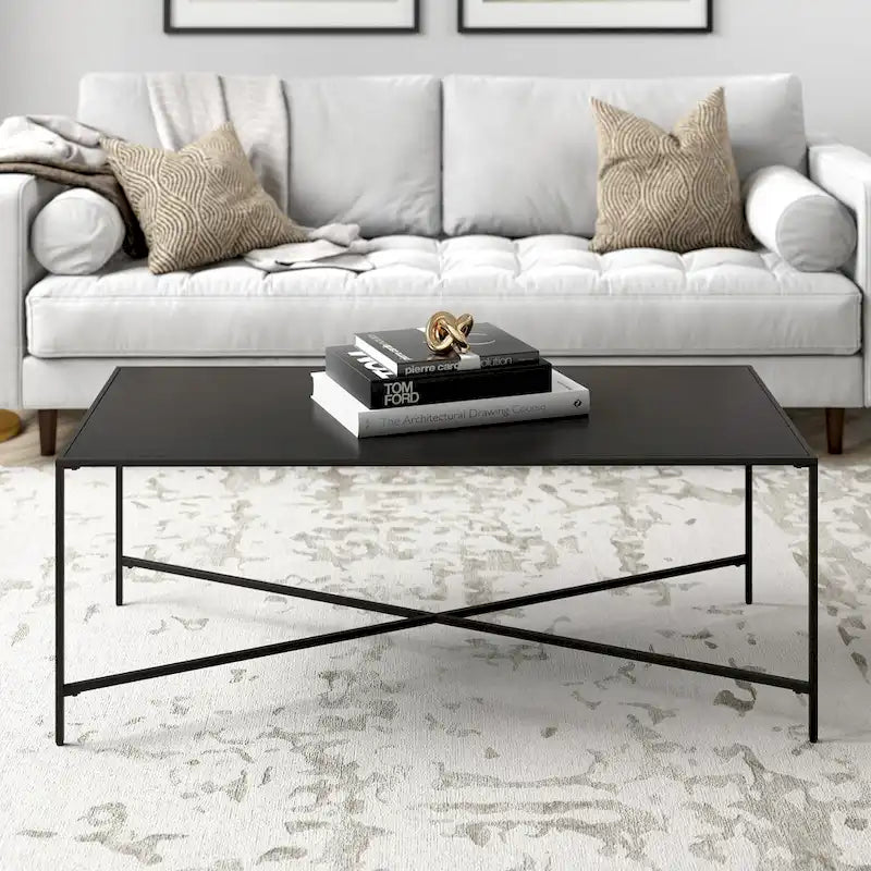 Tempered Glass & Steel Geometric Coffee Table