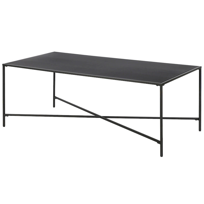 Tempered Glass & Steel Geometric Coffee Table