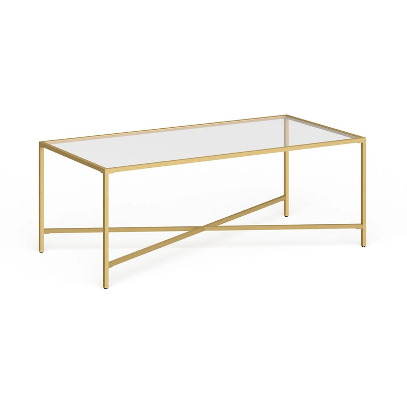 Tempered Glass & Steel Geometric Coffee Table