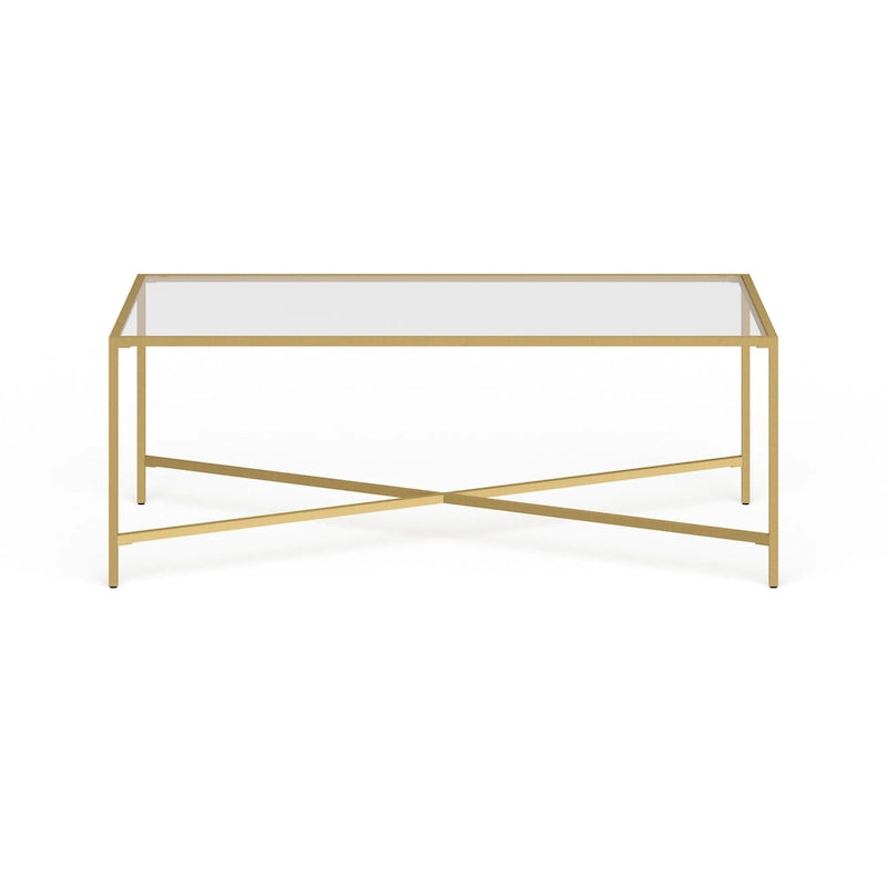 Tempered Glass & Steel Geometric Coffee Table