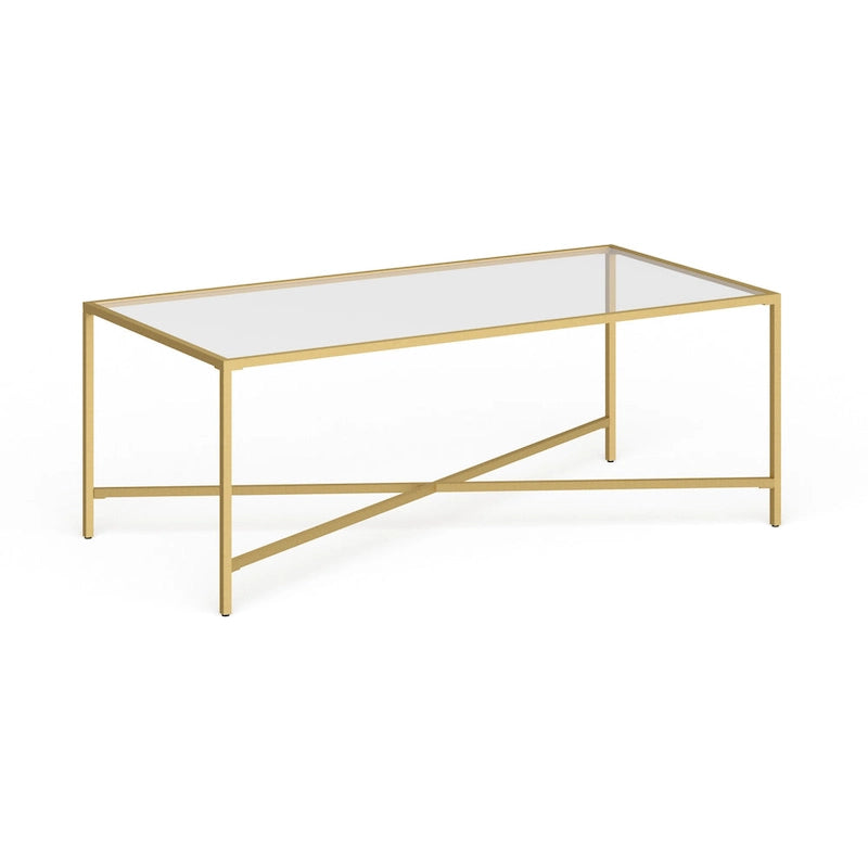 Tempered Glass & Steel Geometric Coffee Table