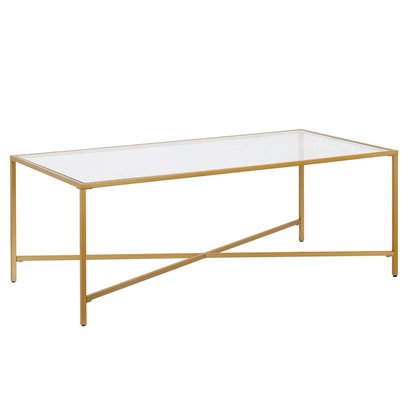 Tempered Glass & Steel Geometric Coffee Table