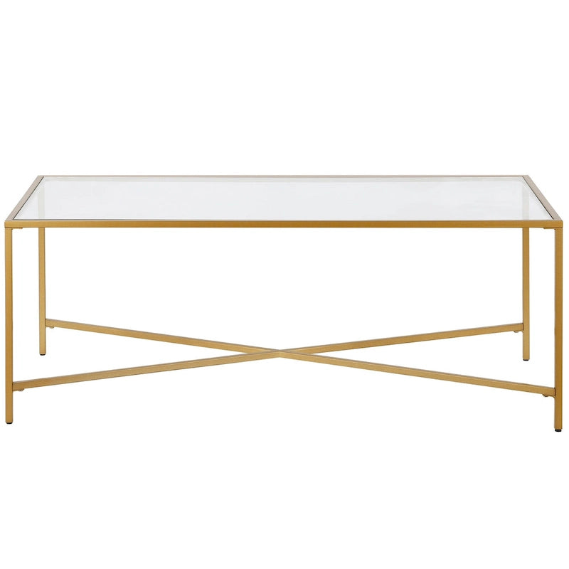 Tempered Glass & Steel Geometric Coffee Table