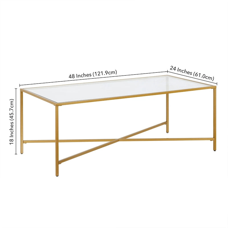 Tempered Glass & Steel Geometric Coffee Table