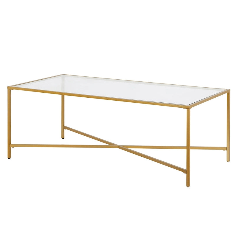 Tempered Glass & Steel Geometric Coffee Table