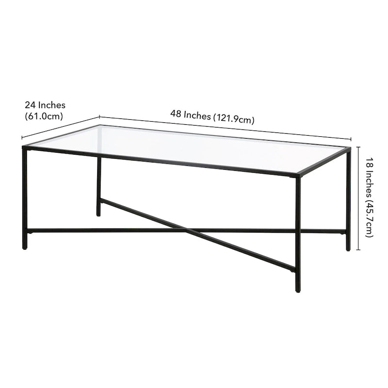 Tempered Glass & Steel Geometric Coffee Table