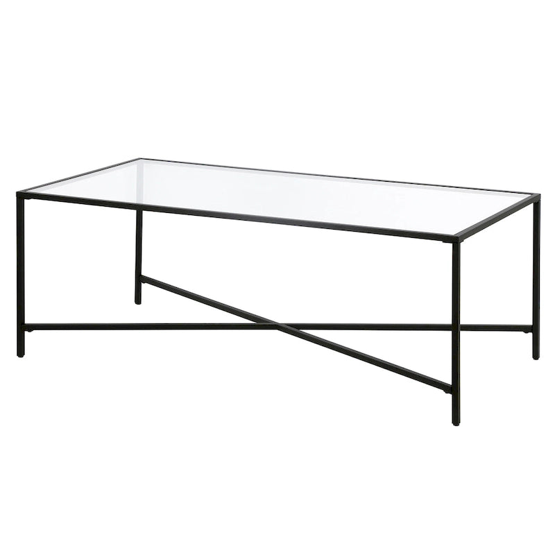 Tempered Glass & Steel Geometric Coffee Table