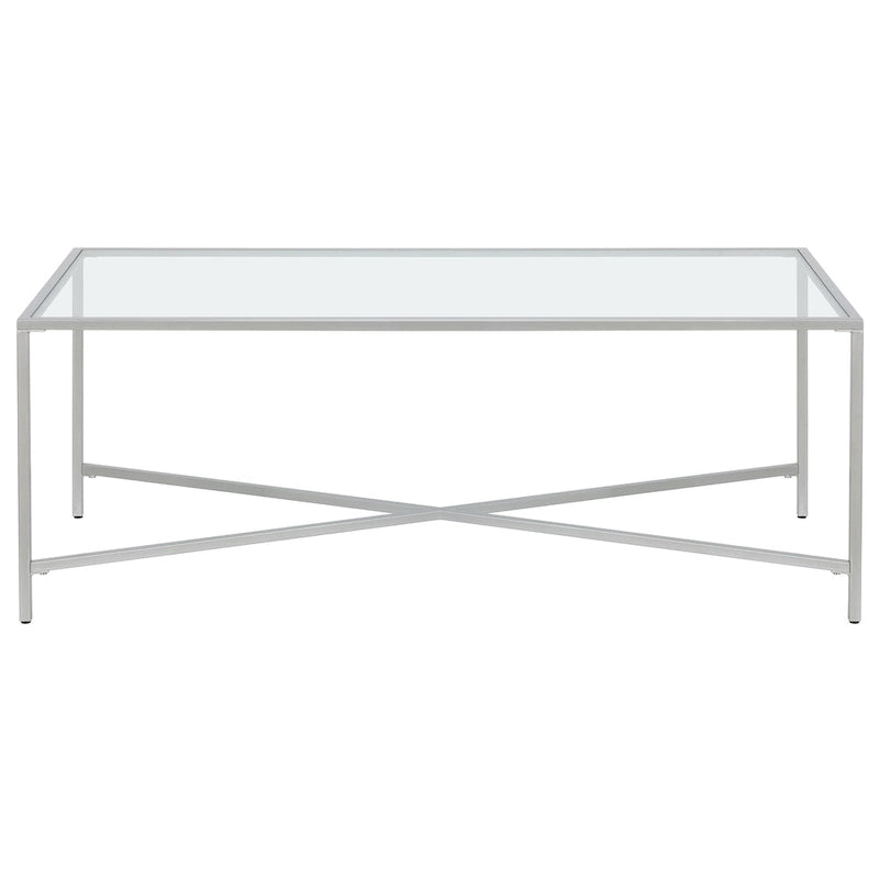 Tempered Glass & Steel Geometric Coffee Table