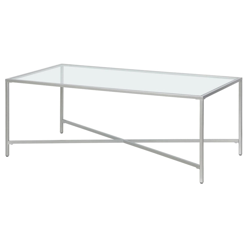 Tempered Glass & Steel Geometric Coffee Table