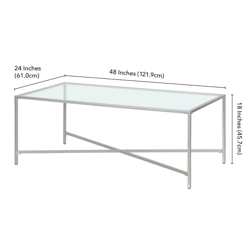 Tempered Glass & Steel Geometric Coffee Table