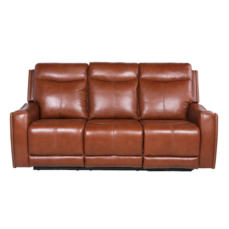 Top Grain Leather & Faux Leather Power Reclining Sofa with Adjustable Headrest & USB 82.5"