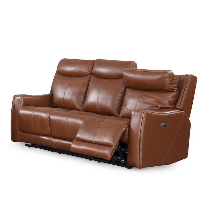 Top Grain Leather & Faux Leather Power Reclining Sofa with Adjustable Headrest & USB 82.5"