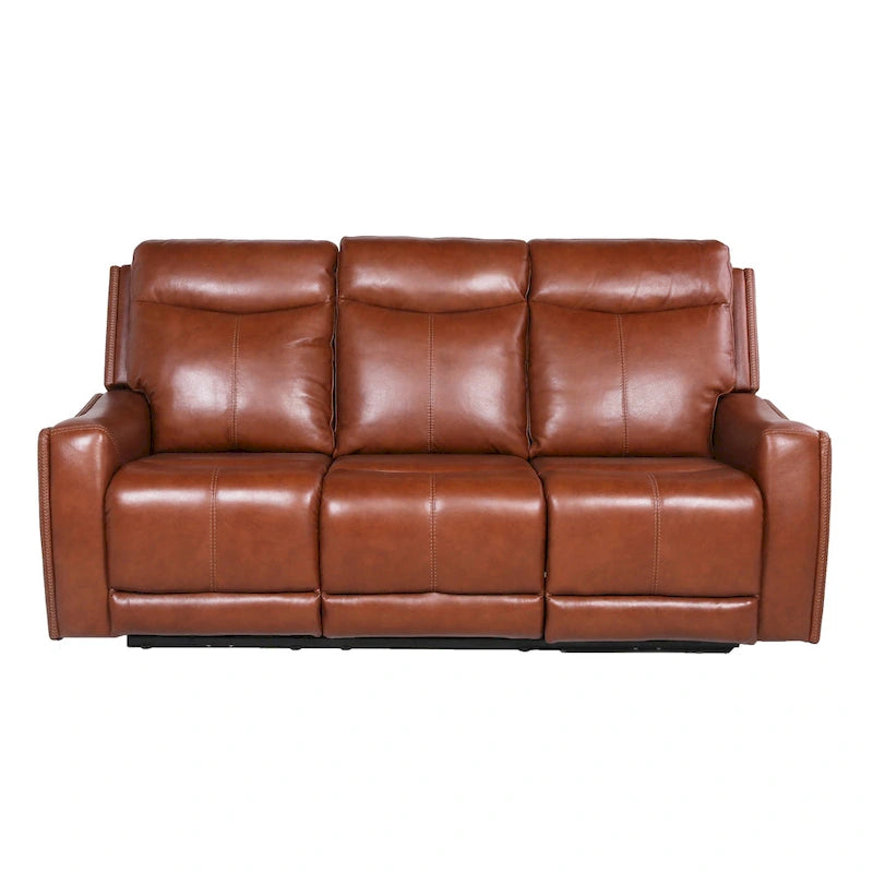 Top Grain Leather & Faux Leather Power Reclining Sofa with Adjustable Headrest & USB 82.5"