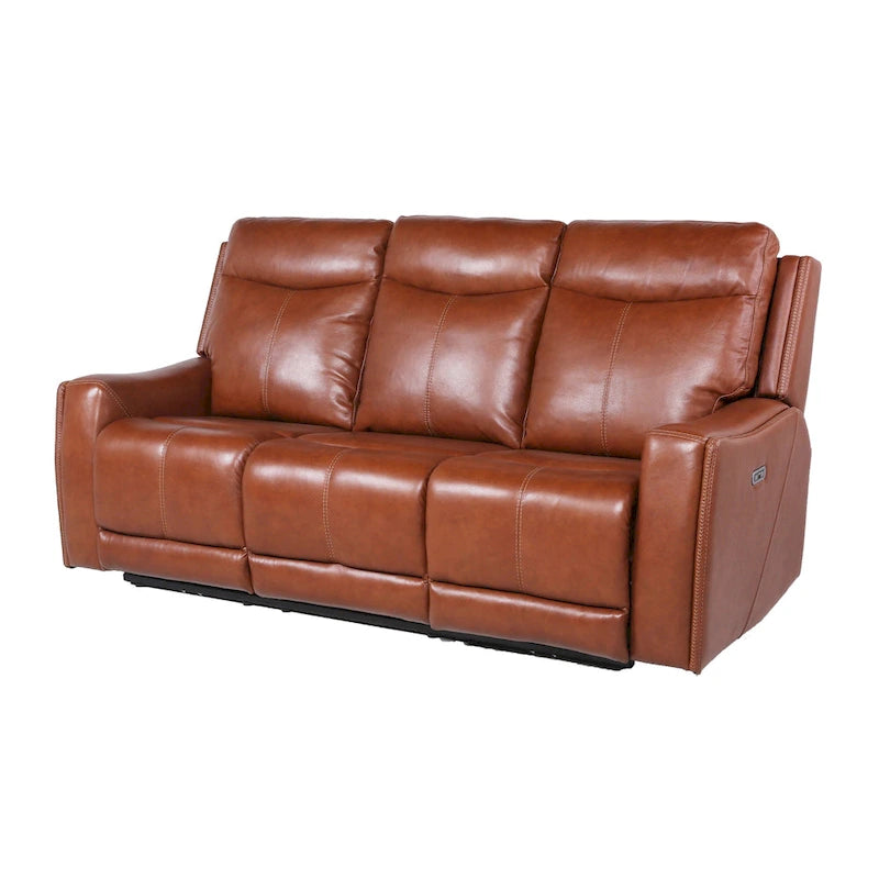 Top Grain Leather & Faux Leather Power Reclining Sofa with Adjustable Headrest & USB 82.5"
