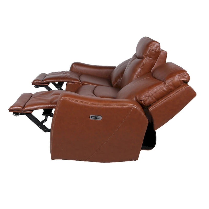 Top Grain Leather & Faux Leather Power Reclining Sofa with Adjustable Headrest & USB 82.5"