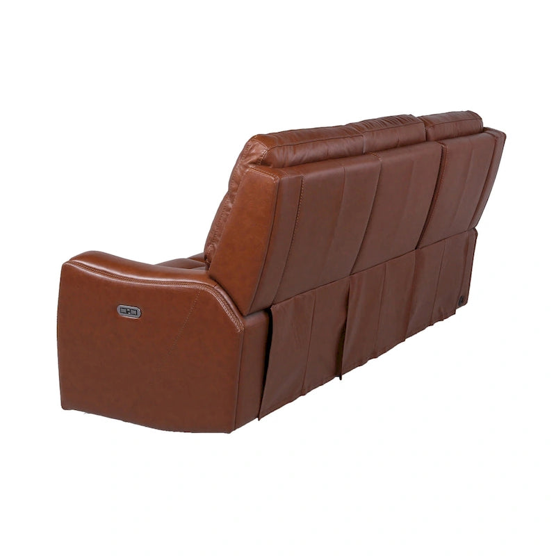 Top Grain Leather & Faux Leather Power Reclining Sofa with Adjustable Headrest & USB 82.5"