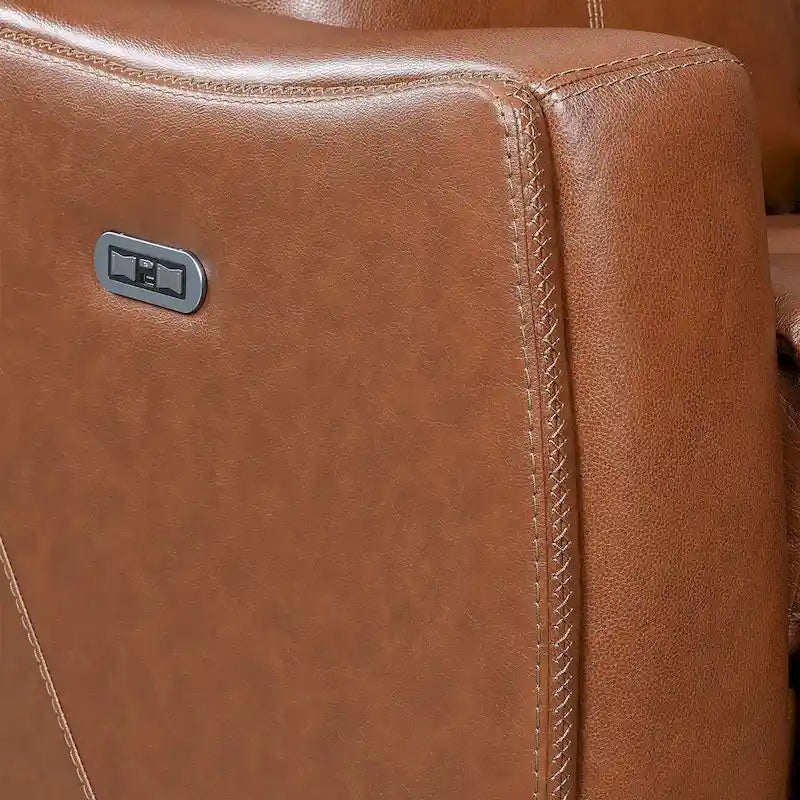 Top Grain Leather & Faux Leather Power Reclining Sofa with Adjustable Headrest & USB 82.5"
