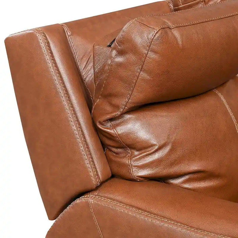 Top Grain Leather & Faux Leather Power Reclining Sofa with Adjustable Headrest & USB 82.5"