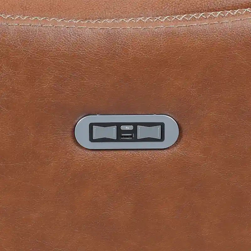 Top Grain Leather & Faux Leather Power Reclining Sofa with Adjustable Headrest & USB 82.5"