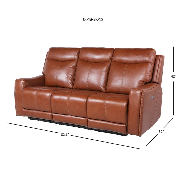 Top Grain Leather & Faux Leather Power Reclining Sofa with Adjustable Headrest & USB 82.5"